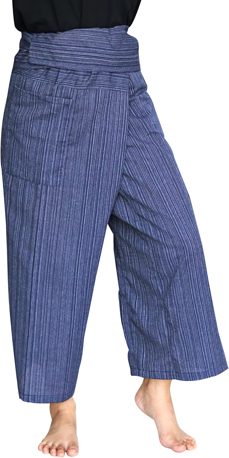 RaanPahMuang Striped Thai Fisherman Pants Men Women Loose Yoga Pirate Harem
