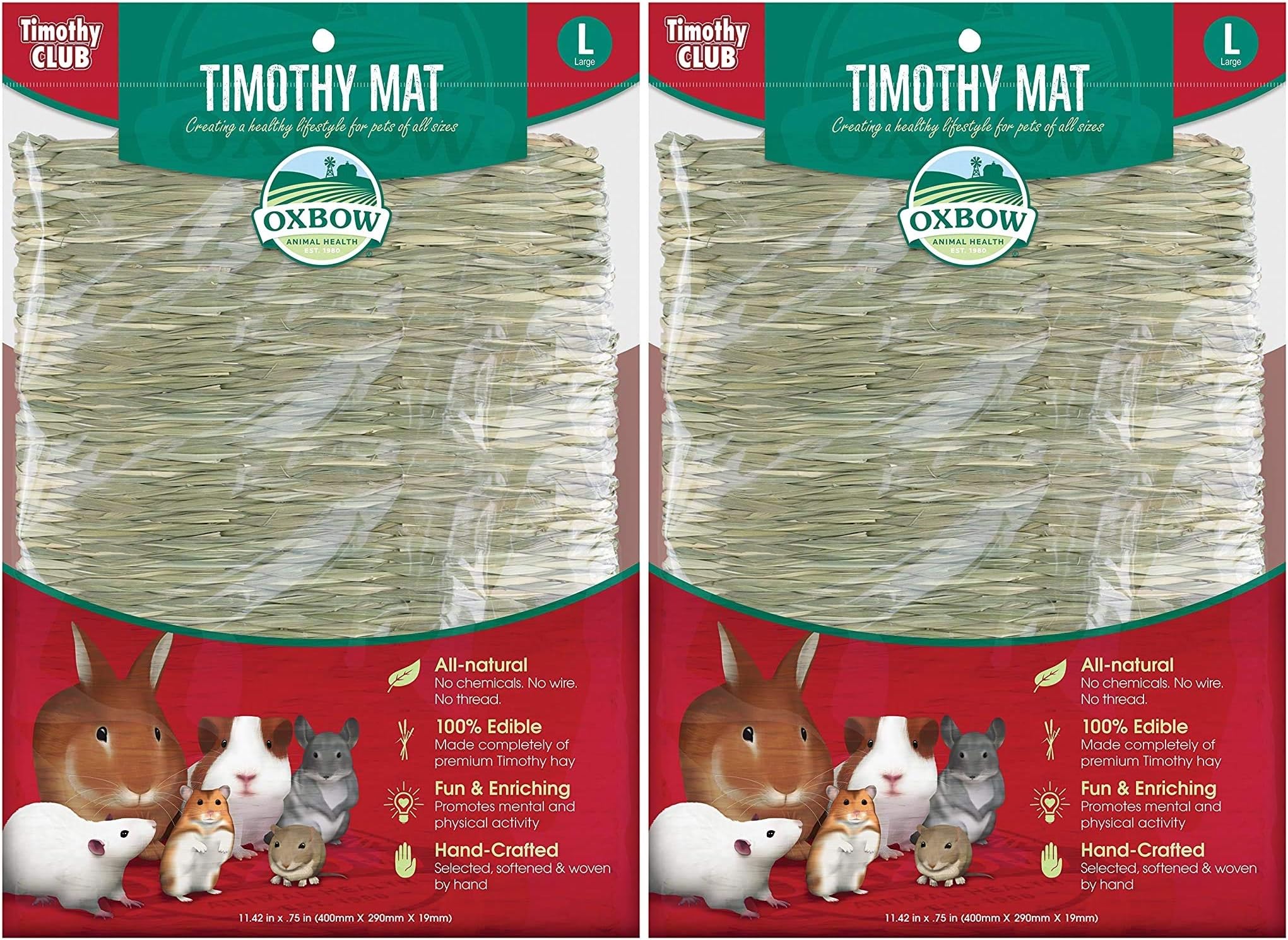 Oxbow Animal Health 2 Pack of Timothy Hay Mats, Large, for Small Pets2