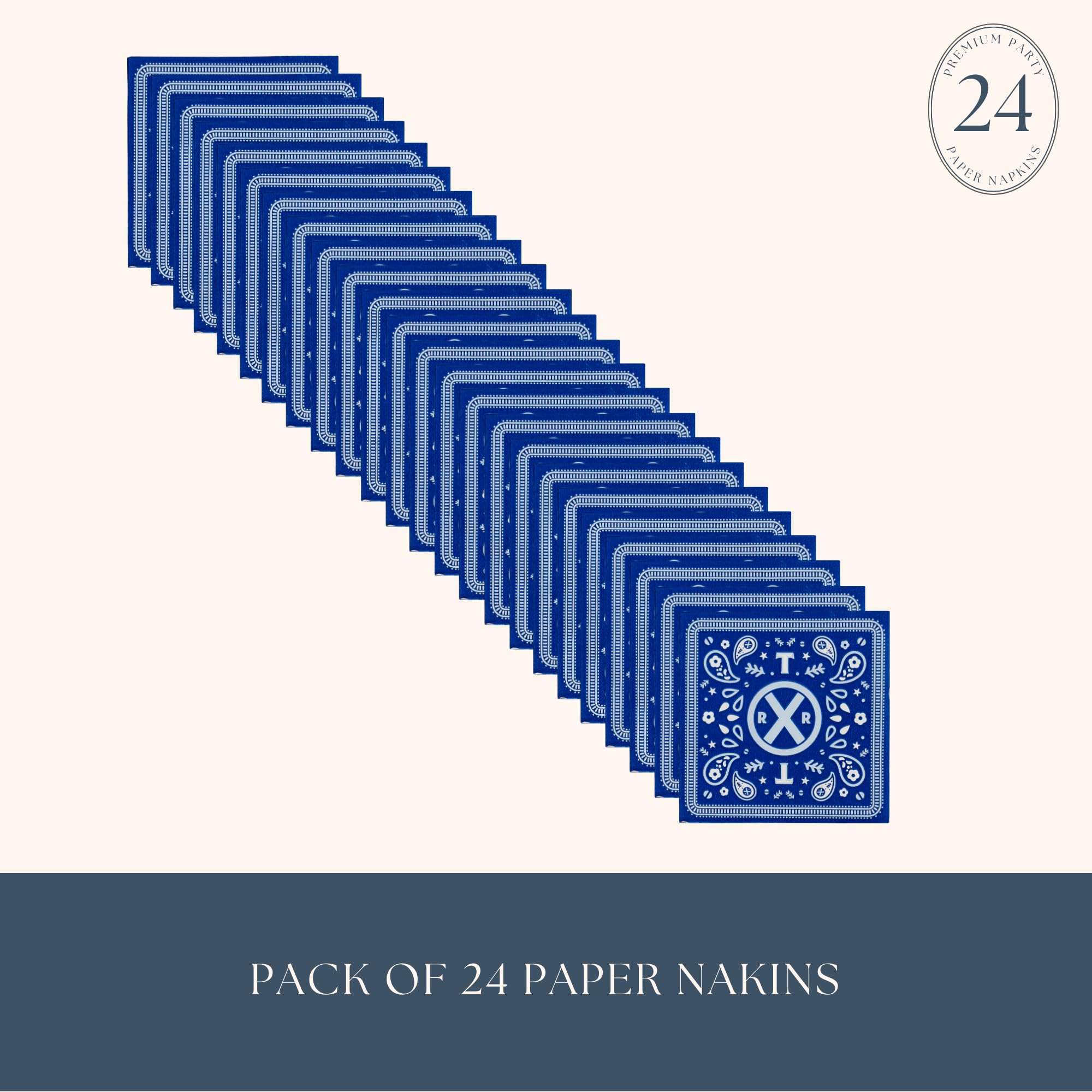 Bonjour Fete THOMAS & FRIENDS™ Small Blue Bandana Napkins - THOMAS & FRIENDS™ Train Themed - Birthday Party Supplies - Disposable Party Napkins - Officially Licensed - Folded 5” (24 Pack)