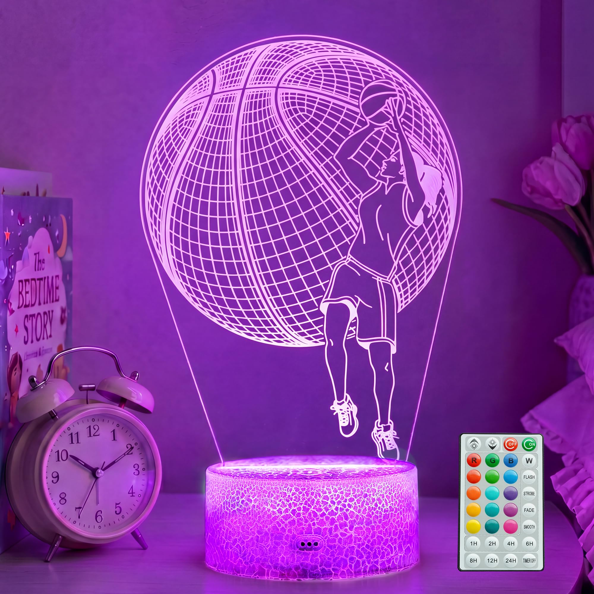 Basketball Gifts for Girls, Basketball Night Light with Remote Control, 16 Colors Changing, RGB Flashing Mode and Dimmable, Gifts for Girls Christmas Decor