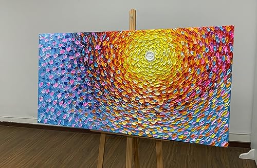 Miniatura 3 de V-inspire Arte, pinturas al óleo modernas dibujadas a mano de 24 x 48 pulgadas, arte abstracto con textura, lienzo para pared, decoración del hogar,