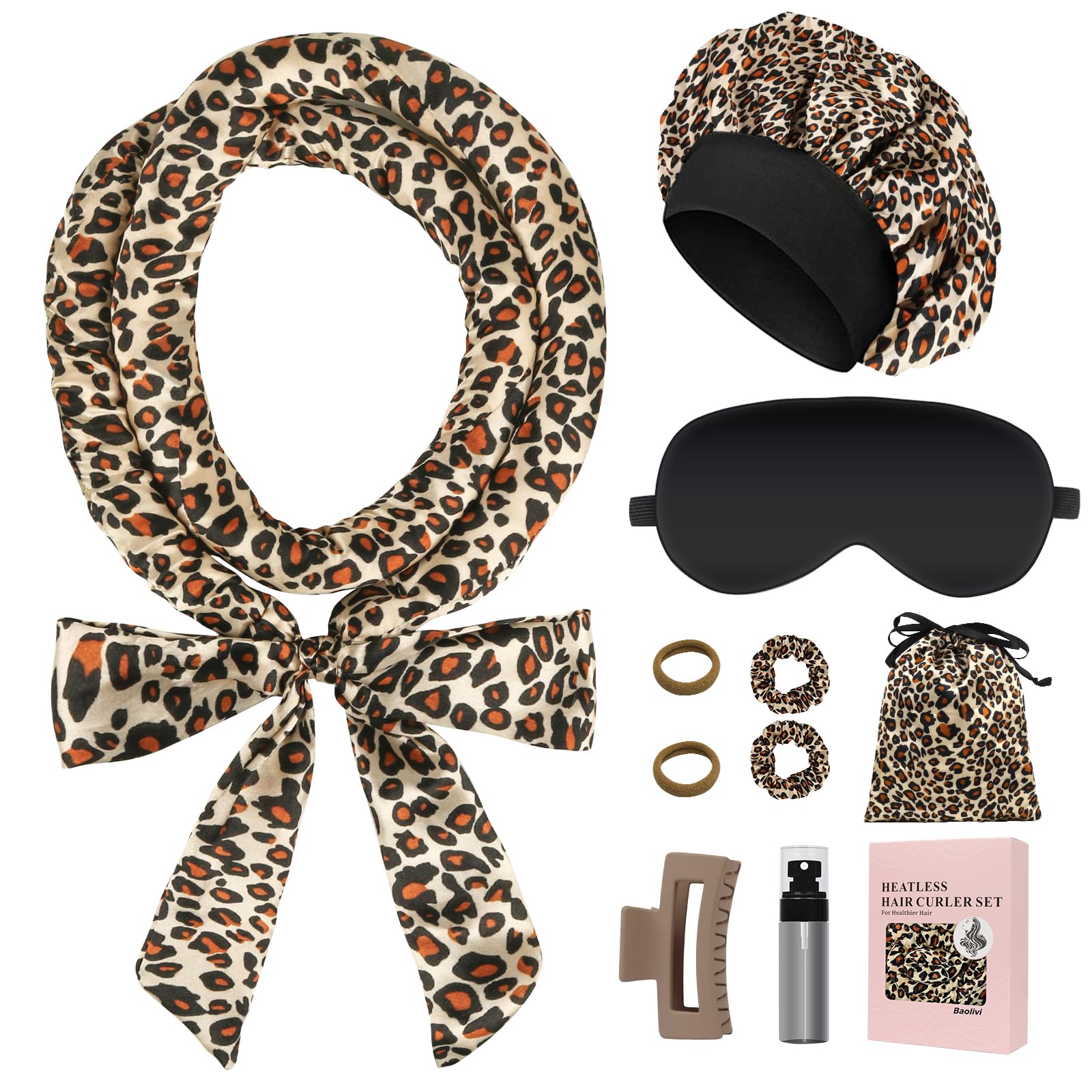 Baolivi Satin Lockenband Ohne Hitze -Stil 7& Leopard 7