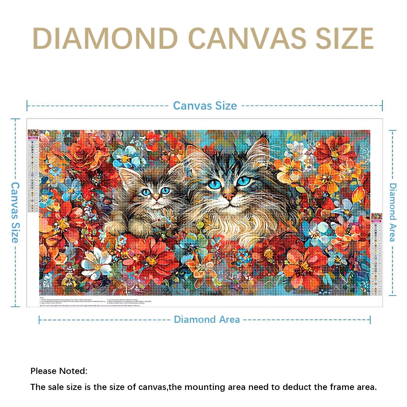 Diamond Painting Grande 160x80cm Gato Diamond Painting Adultos, DIY Animal Pintura de Diamante Manualidades Adultos, 5D Cuadrado Rhinestone Bordado Punto de Cruz para Home Decoration Regalo 0J-219