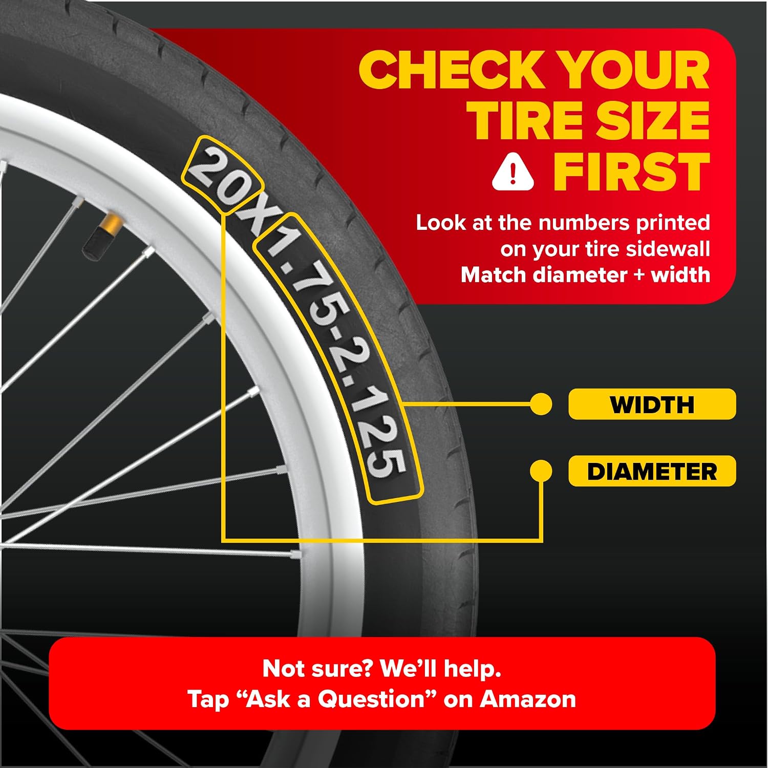 20" Bike Inner Tubes 20 x 1.75, 1.95, 2.00, 2.125 – Set of 2 | Butyl Rubber Bicycle Tubes, Schrader Valve, Replacement Tube for Kids, BMX, Cruiser, Mountain & Electric Bikes, 2 pack