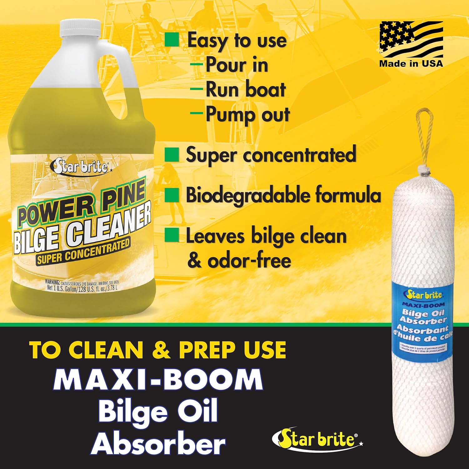 Star Brite Power Pine Bilge Cleaner Concentrate - Simple & Easy to Use - Pour in, Run Boat, Pump Out - Emulsifies Oil, Fuel & Leaves Bilge Clean with a Fresh Pine Scent