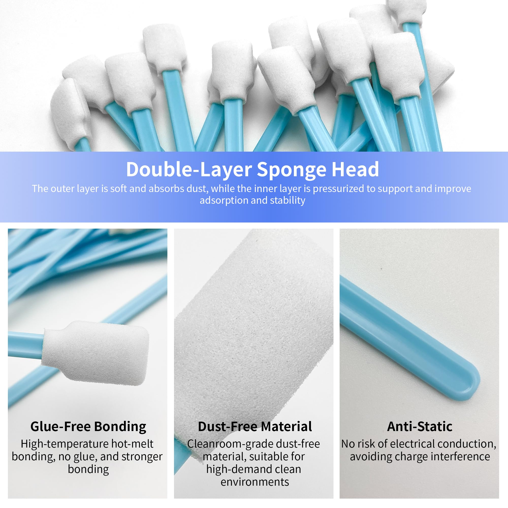 Lint-Free Foam Swabs - Precision Cleaning Sticks -7 Lint-Free Foam Swabs - Precision Cleaning Sticks -7