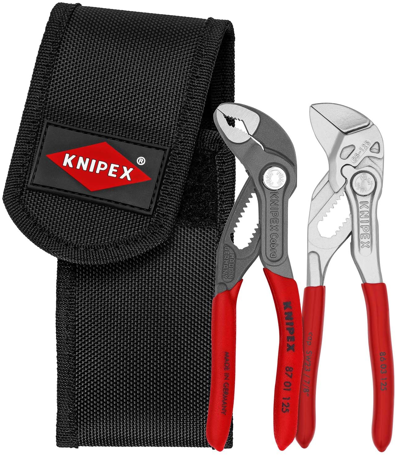 KNIPEX Mini-Zangenset in Werkzeuggürteltasche 1 x 87 01 125, 1 x 86 03 125 160 mm, 00 20 72 V04