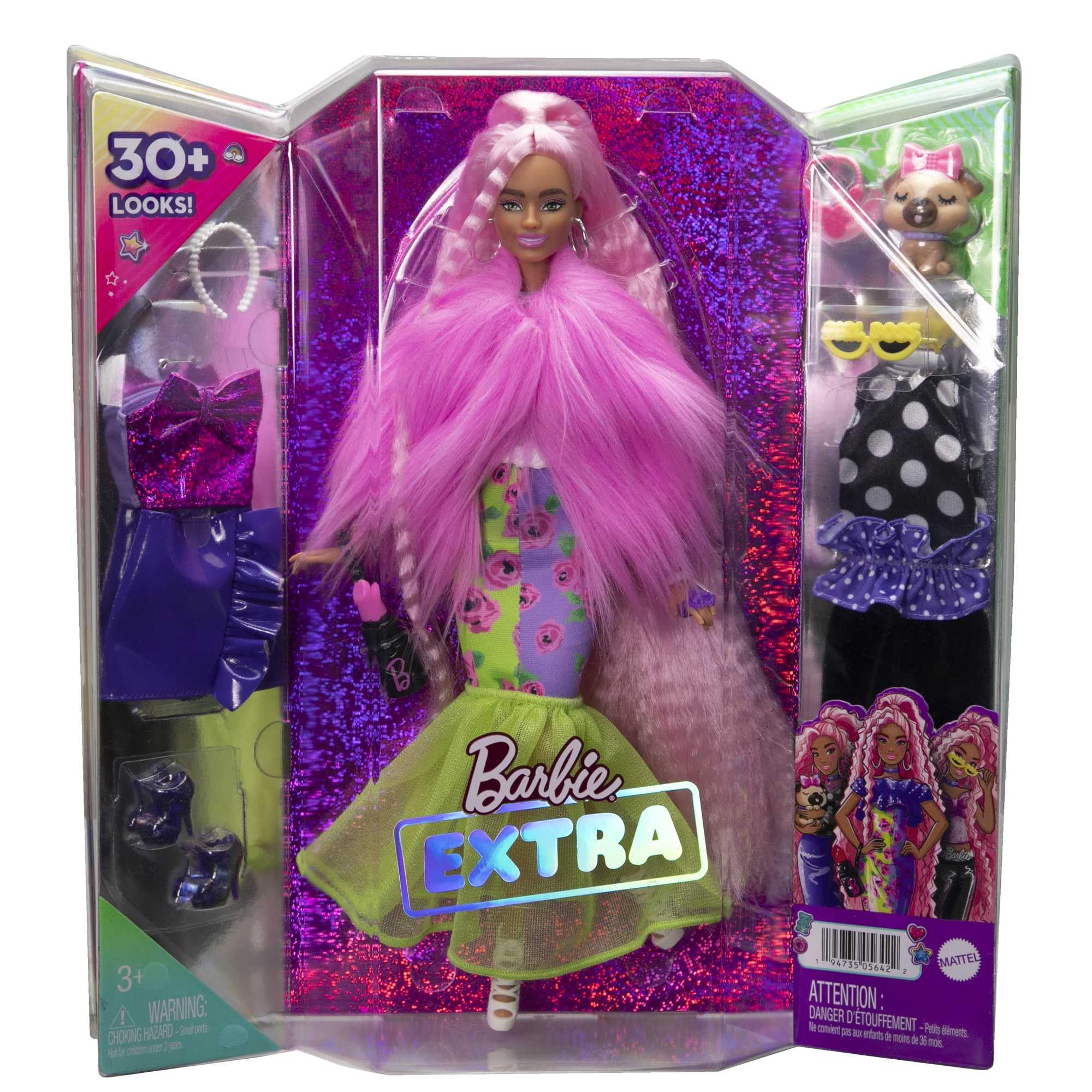Barbie Extra Deluxe Muñeca con Pelo Rosa, 15 Prendas de Ropa y Accesorios de Moda para Crear 30 Looks Diferentes, Juguete de Regalo +3 años (Mattel HGR60)
