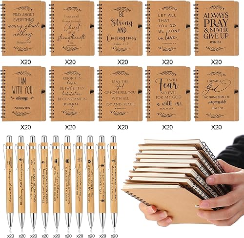 Miniatura 2 de Kosiz Juego de 400 unidades200 regalos cristianos a granel, incluye cuaderno en espiral y bolígrafo bíblico, cuadernos cristianos, diarios de