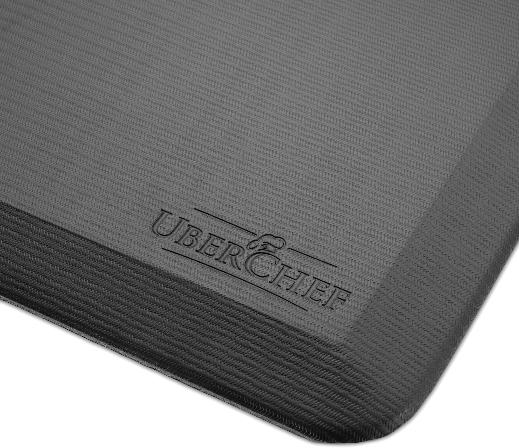 UberChef Premium Anti-Fatigue Comfort Matx25CF; Ergonomic, Non-Slip, Non-Toxic & Waterproof Standing Kitchen Floor & Garage Matx25CF; 42x20 inches, 3/4" thick (Black)