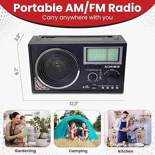 Miniatura 4 de Audiobox Radio portátil de 3 bandas RX-5 con altavoz de energía solar, MP3, AUX, USB, tarjeta TF, SD MMC
