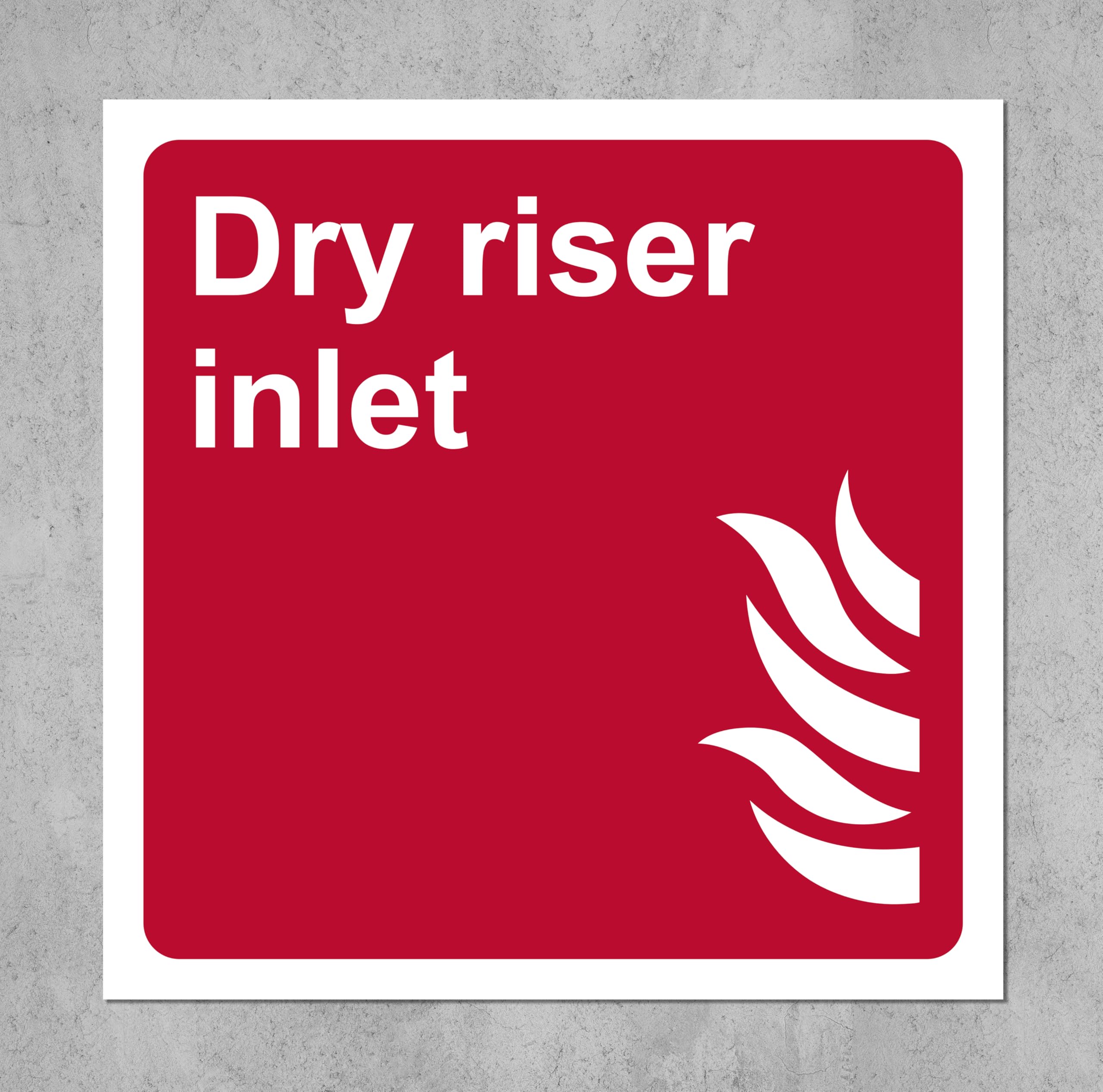 Dry riser inlet fire safety sign - 1mm flexible Plastic sign (300mm x 300mm)