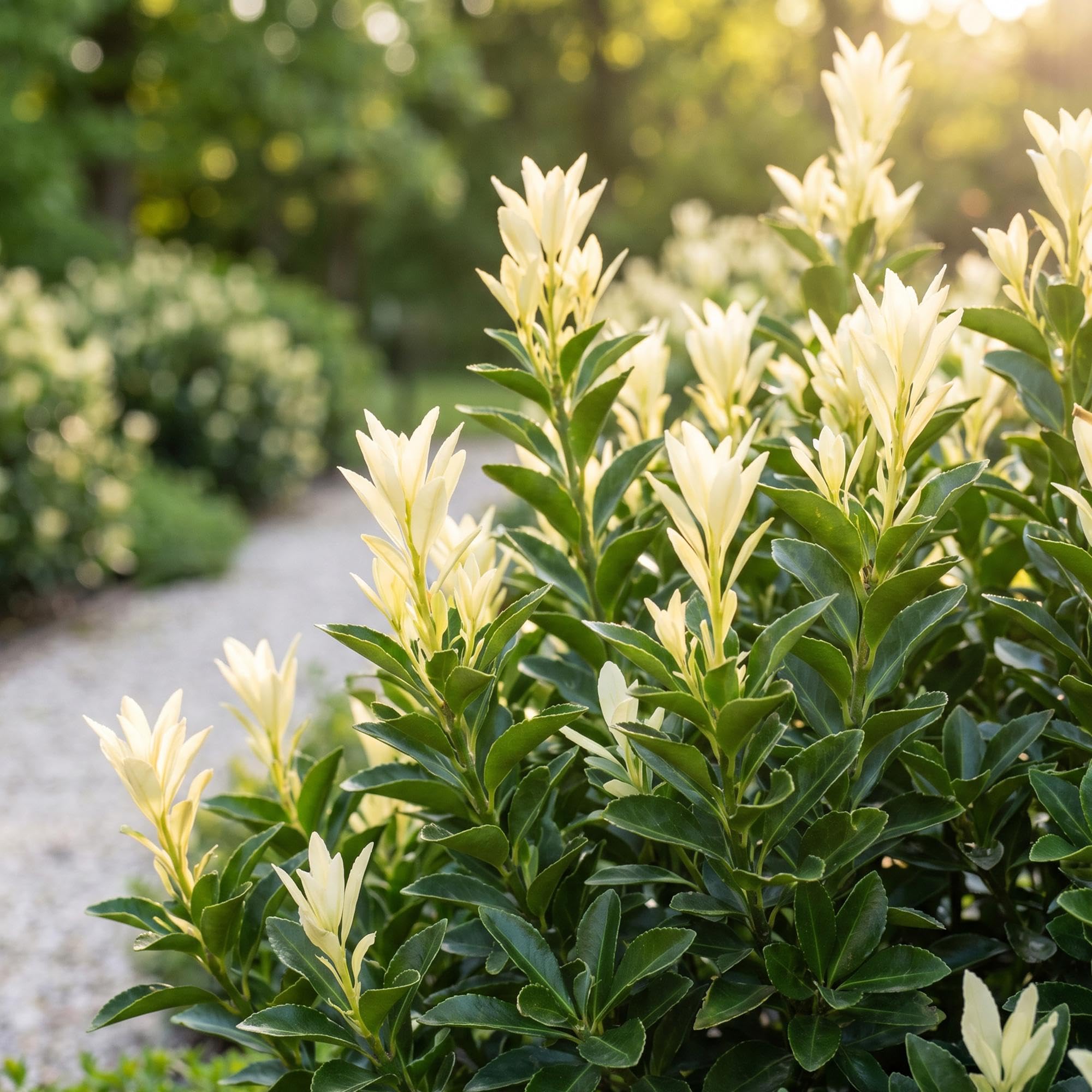 Evónimo Paloma Blanca para Setos, Jardín, Verde y Blanco, Pack de 40