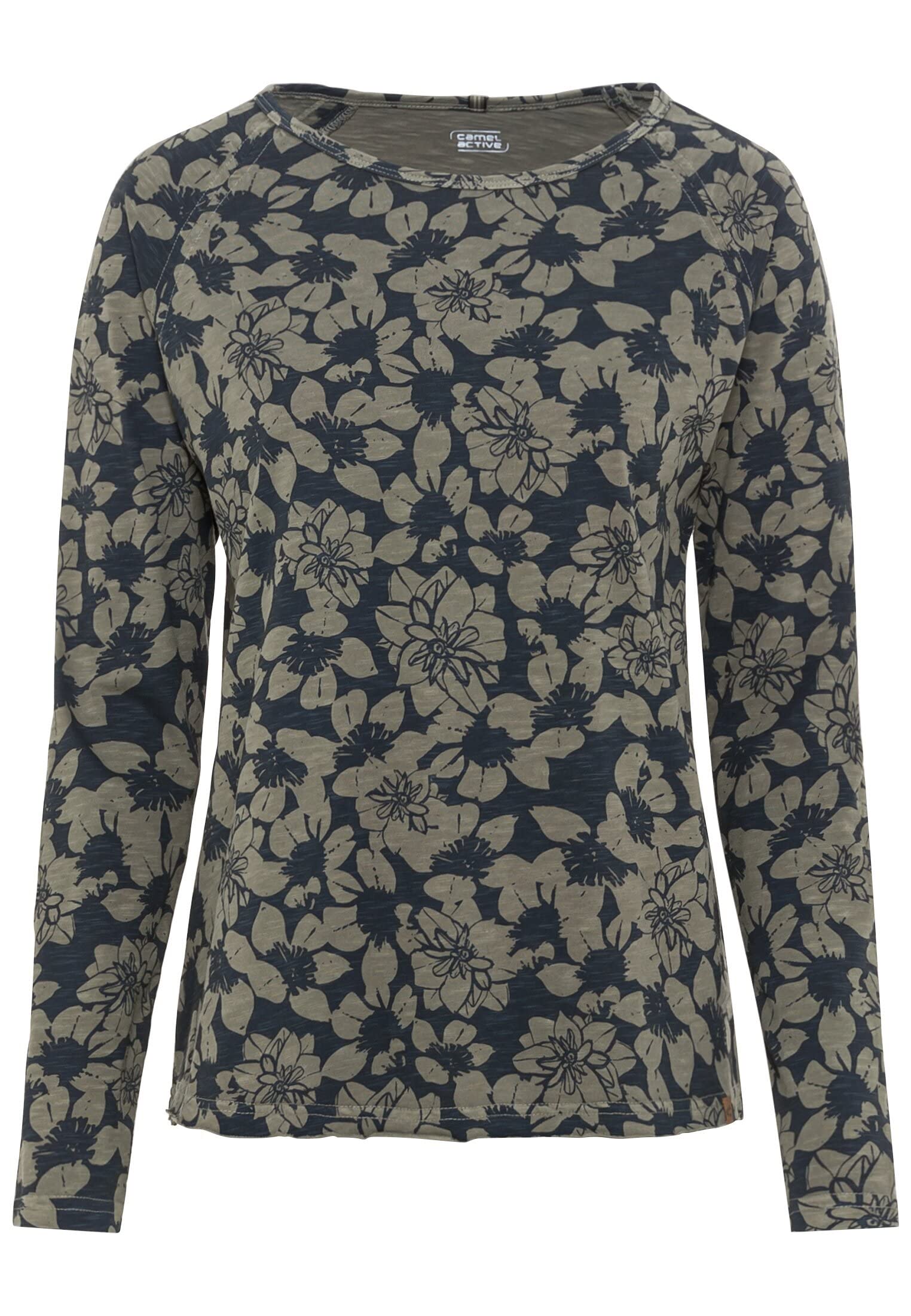 camel active Women's Long-Sleeved Shirt Made from Organic Cotton, Olive Blue, XS