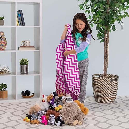 Miniatura 130 de Posh Stuffable - Sillón puff con almacenamiento para niños, contenedor de animales de peluche, organizador de juguetes de niños Lienzo Burbujas Azul