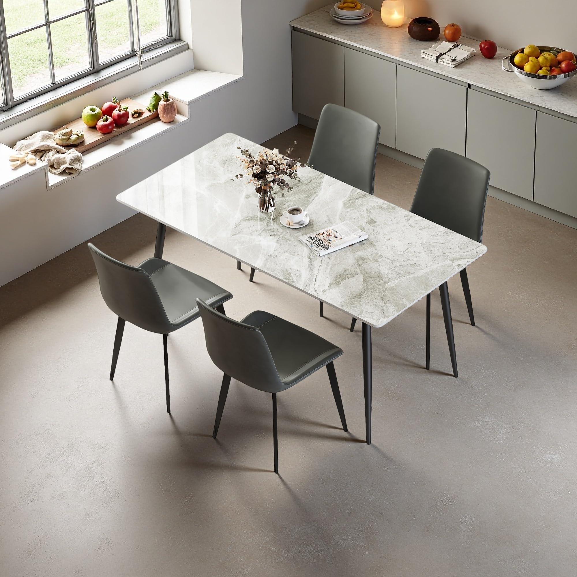 Large Kitchen Table 71 Inch Modern Marble Dining Table - Sintered Stone ...