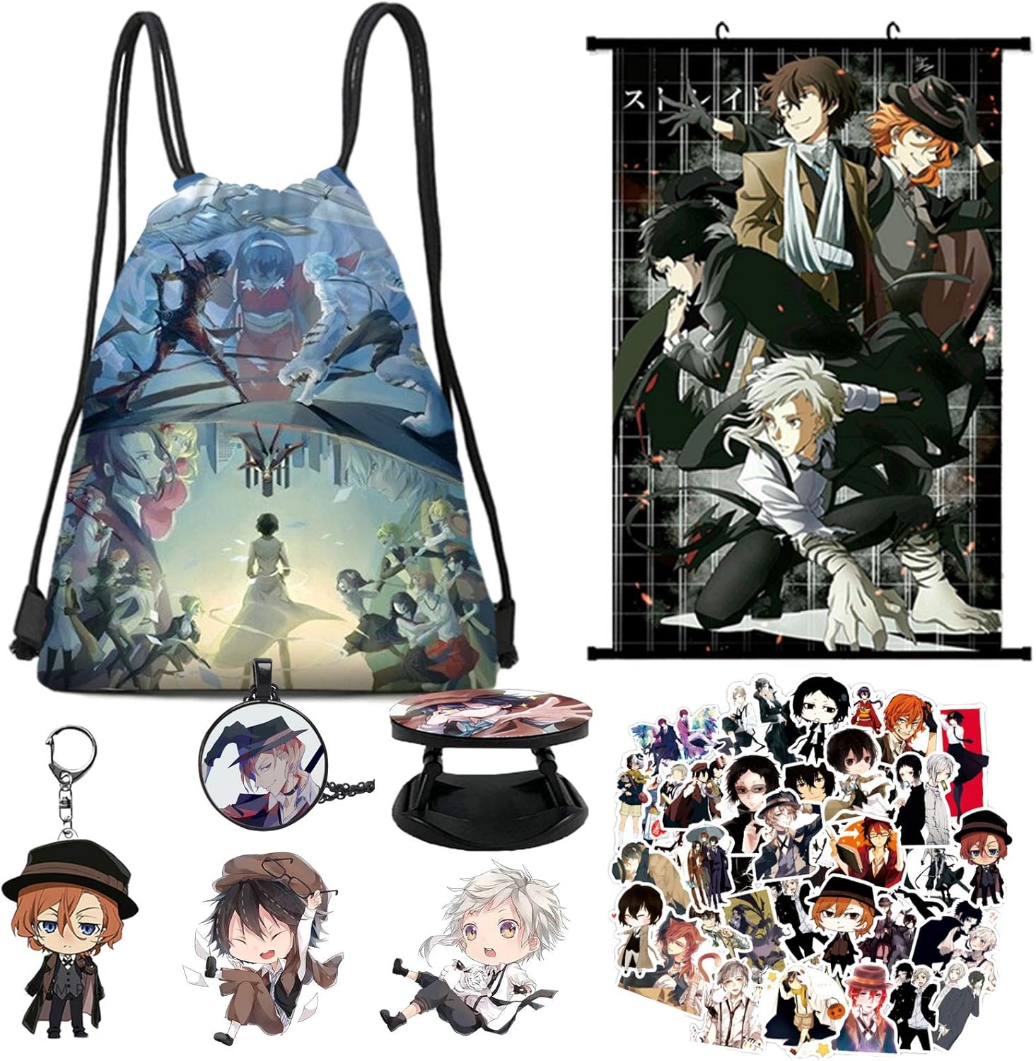 Gift Set,Drawstring Bag+Poster+Keychain+Stickers+Brooch+Card Stickers+Phone Holder (Poster)