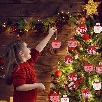 Sotto Albero Di Natale Bianco Palline Di Natale Per Albero Set 16 Pezzi Palline Di Natale Rosse E Bianco 6 Cm Decorazioni Snowman Babbo Natale