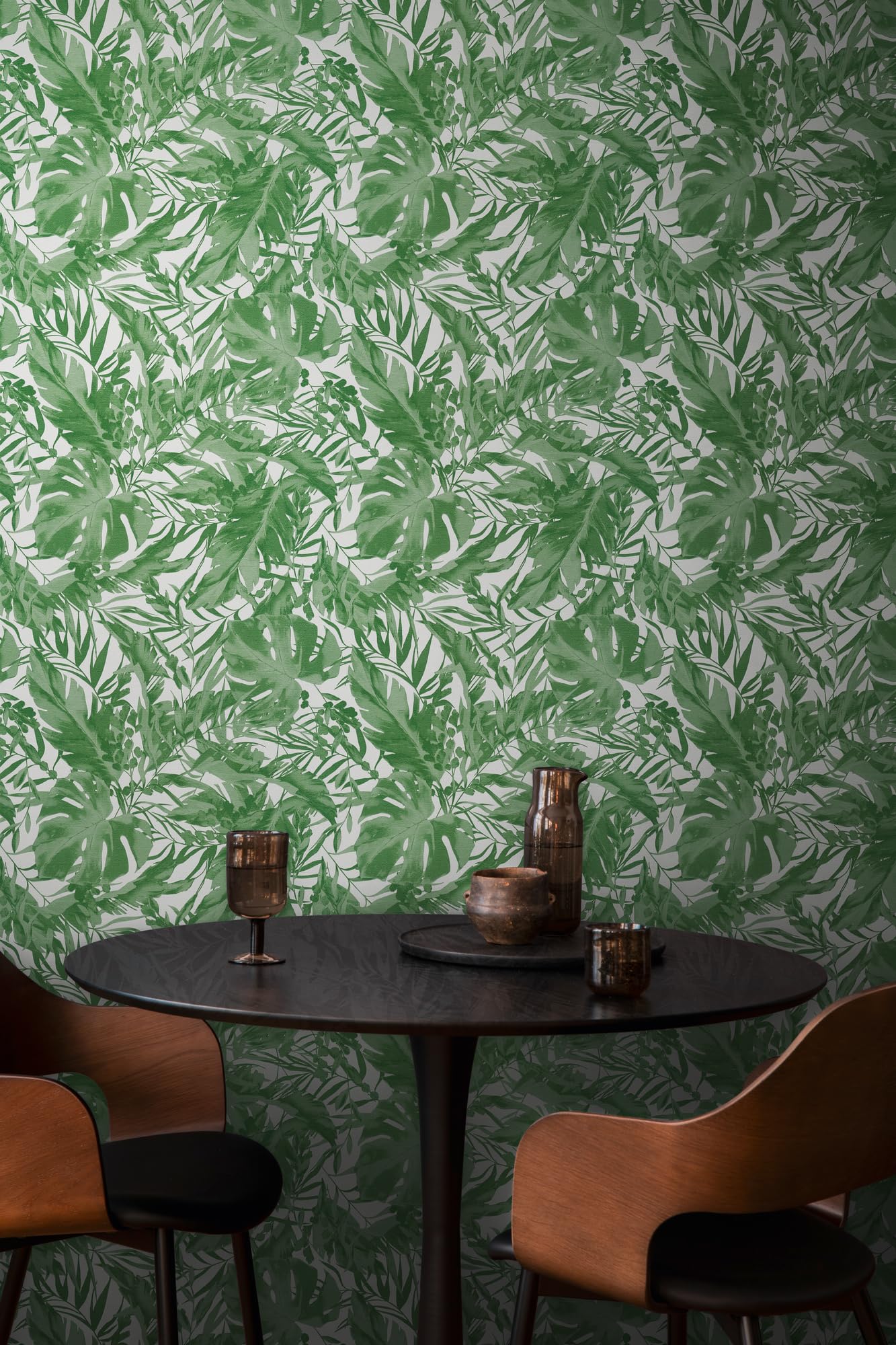 Livingwalls papel pintado no tejido con motivo de hojas en verde y blanco – papel pintado de jungla exótica 10,05 m x 0,53 m diseño de COSMOPOLITAN – 790634