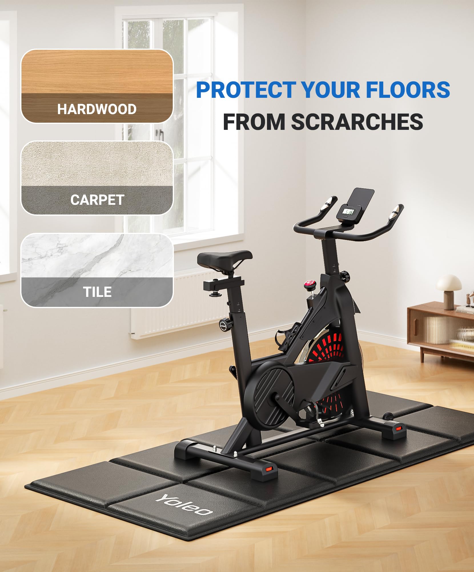Yoleo Faltbare Bodenschutzmatte-160x75cm Laufband Matte, Schalldämmend Rutschfester Bodenschutz für Teppiche&Hartböden, stoßdämpfend, bodenschutzmatte fitnessgerät für Hantelbänke