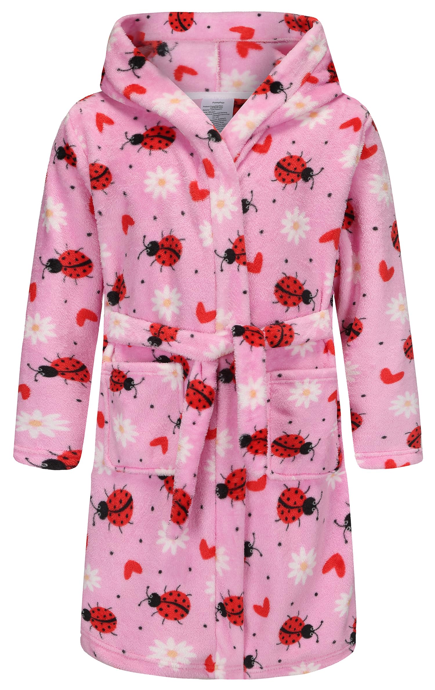 Kids Hooded Bathrobe Girls Soft Plush Hooded Flannel Pajamas Sleepwear Boys Spa Robe