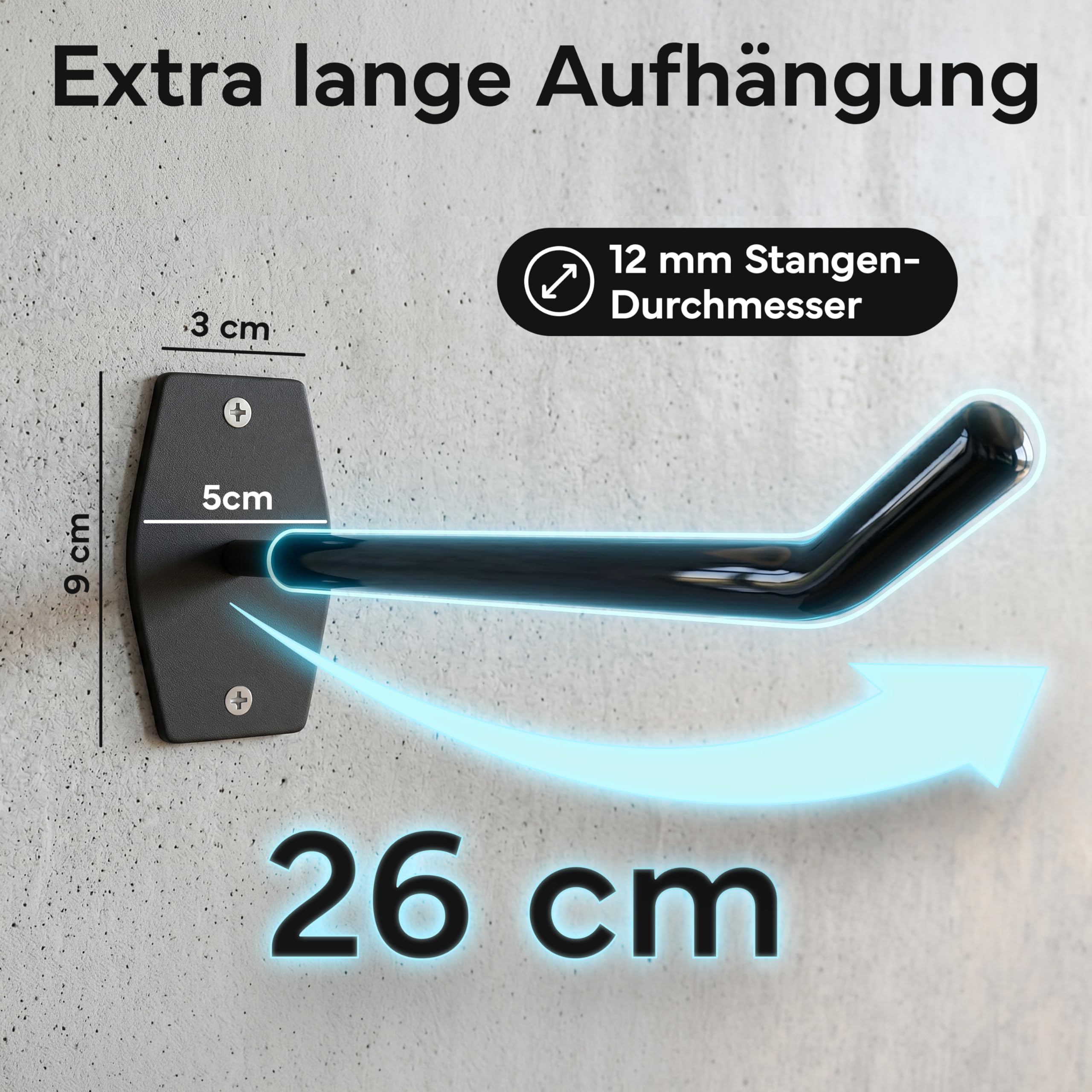 NEOLYMP Wandhalterung für Fitnessmatten mit Ösen 2er Set - Platzsparende Mattenaufhängung - gehärteter Stahl, gummiert inkl. Fischer Dübel - Halterung für Yogamatte, Gymnastikmatte, Sportmatte