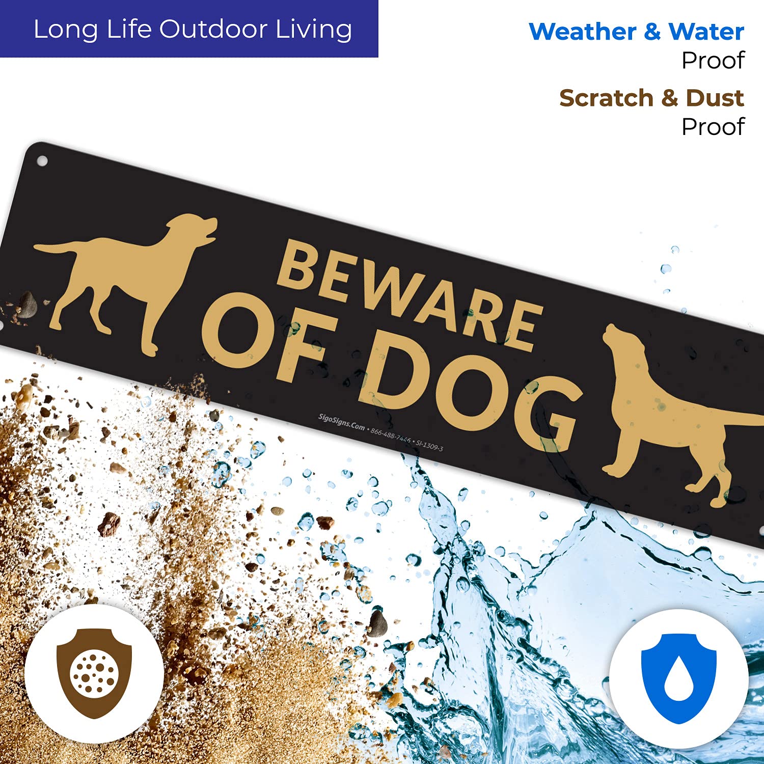 Beware Of Dog Signs 2-Pack - 3x12 Inch Aluminum Outdoor Warning Signs Made In USA