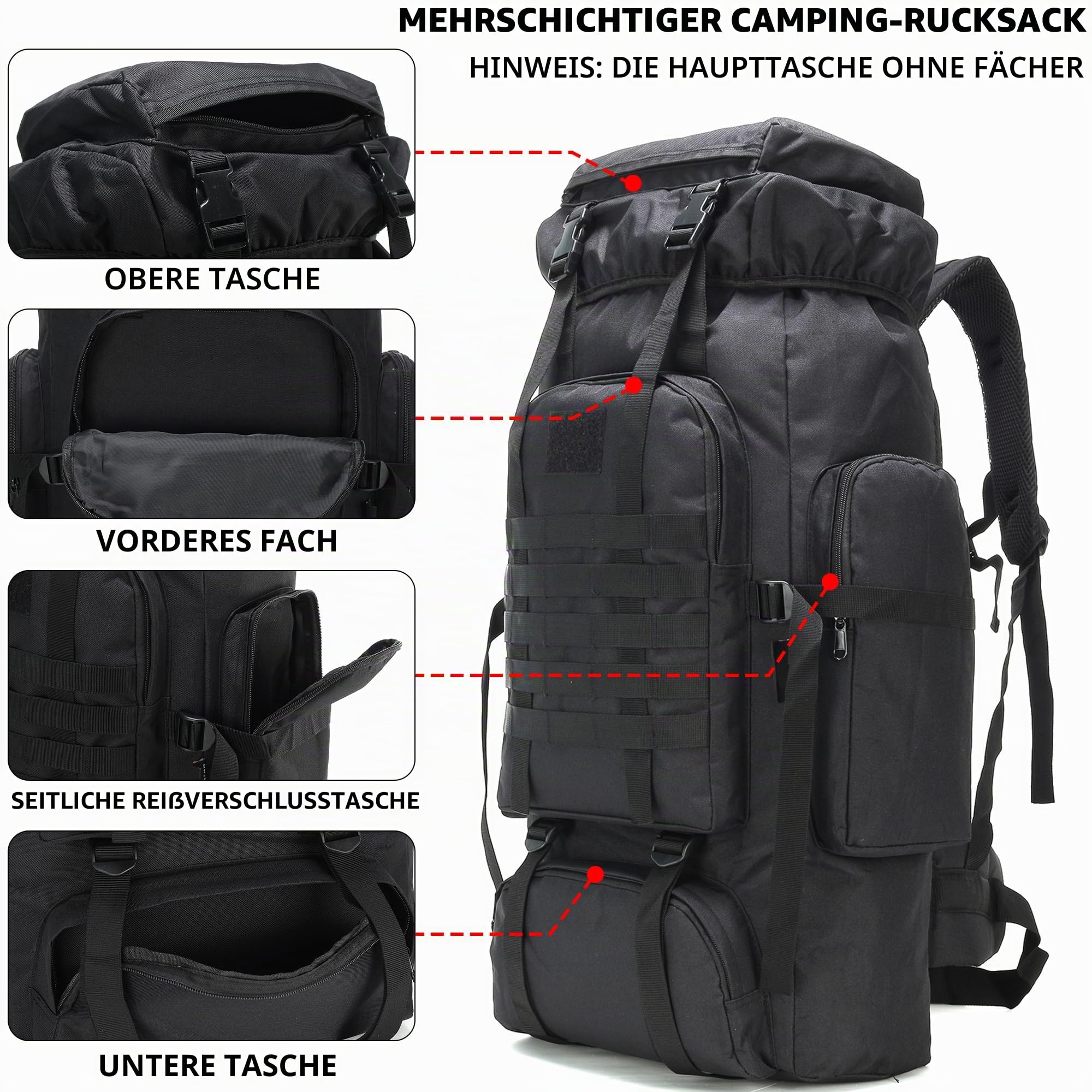 Unisex Military Hiking Backpack Wanderrucksack (1er Pack)