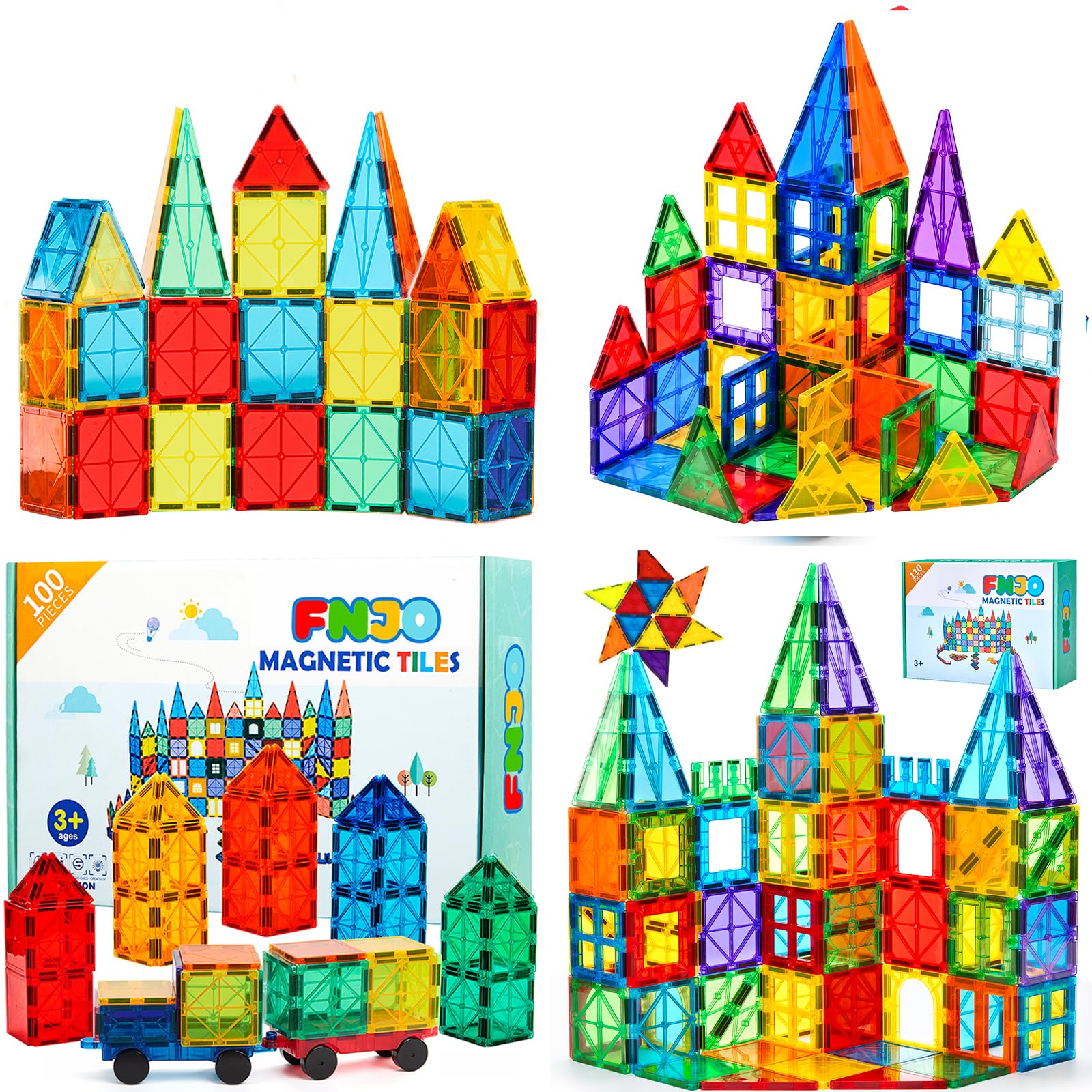 Amazon.com: FNJO Magnetic Tiles, 110+100+64+52PCS : Toys & Games