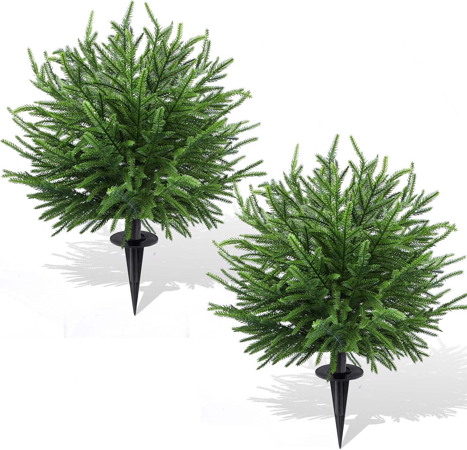 Outdoor Christmas Tree Frosted Urn Filler, Norfolk Pine Real Touch Artificial Topiary with Ground Stakes –Christmas Indoor Outdoor Decorations