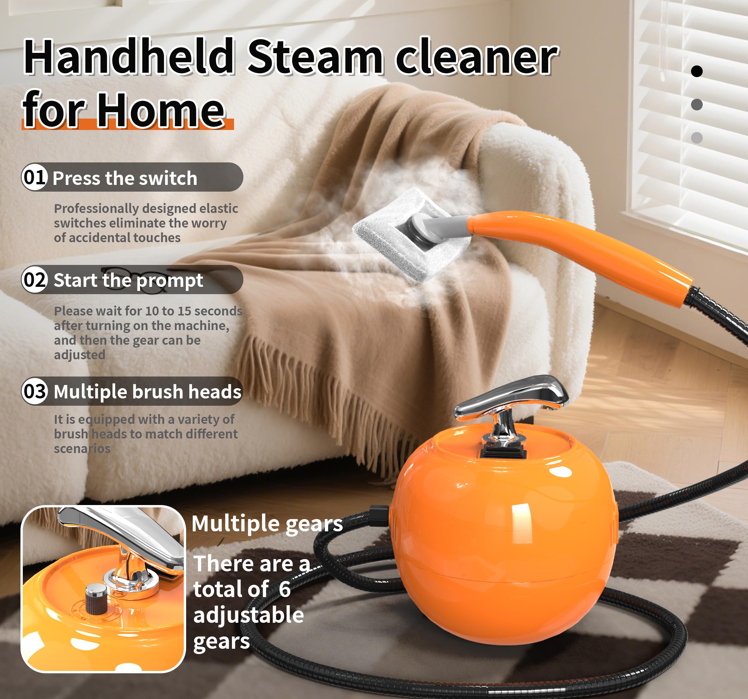 Salemfit 2000W Handheld Steam Cleaner - Powerful Cleaning -2