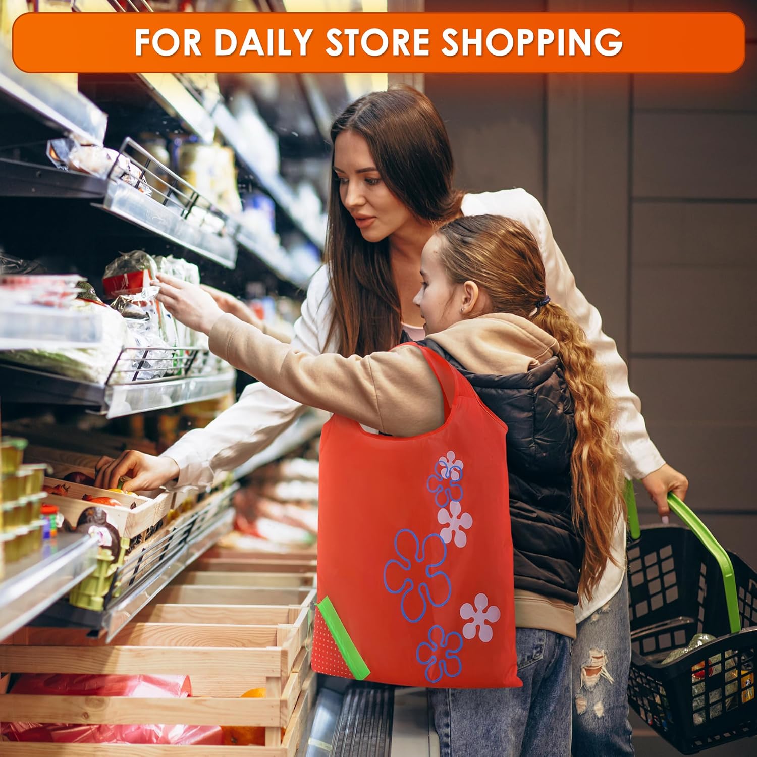 5 PCs Fruit Micro Tote Bag – Reusable Grocery Bags Foldable with 15x15 Capacity Size, Washable Build for Wear Resistance and Long Service Life – Handy Choice for Market Trips and Daily Carrying