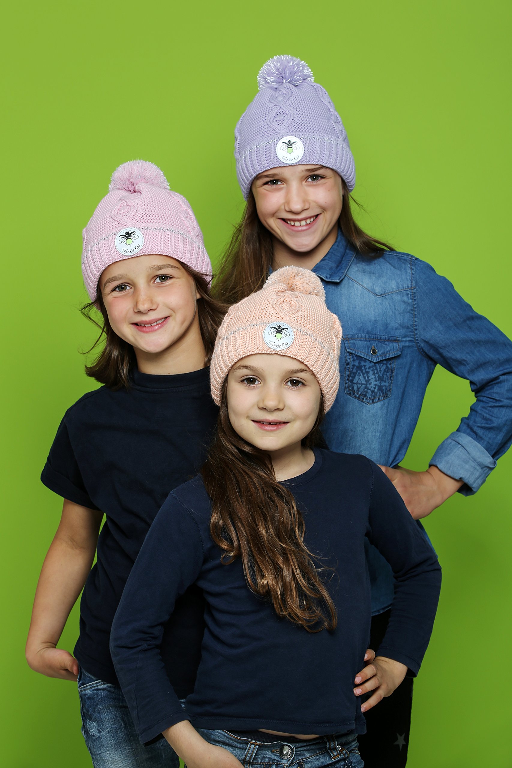 Twinkle Kid - Kinder Reflektor Mütze - Leuchtbommel Wintermütze Azalea Pink