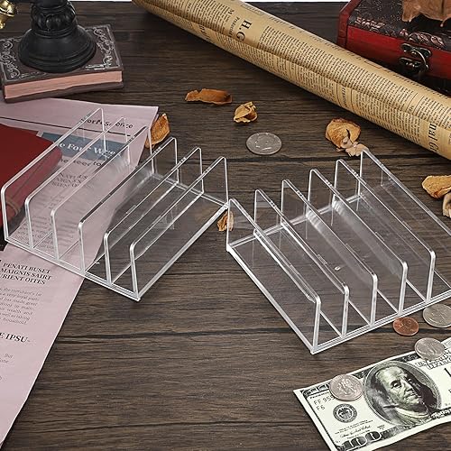 Miniatura 4 de Hipiwe Paquete de 2 organizadores de archivos acrílicos para clasificar correo, clasificador de letras de 5 ranuras, soporte divisor de billetes de