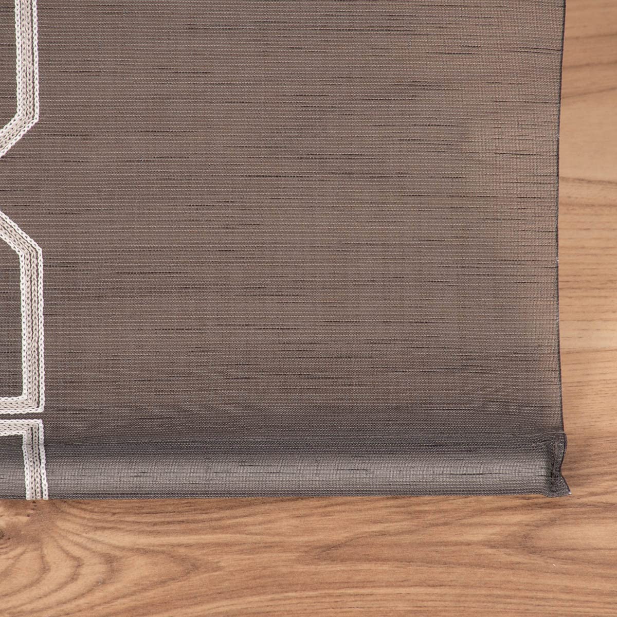 SCHÖNER LEBEN. Panneau japonais aspect batiste brodé Anthracite/gris/blanc 245 x 60 cm