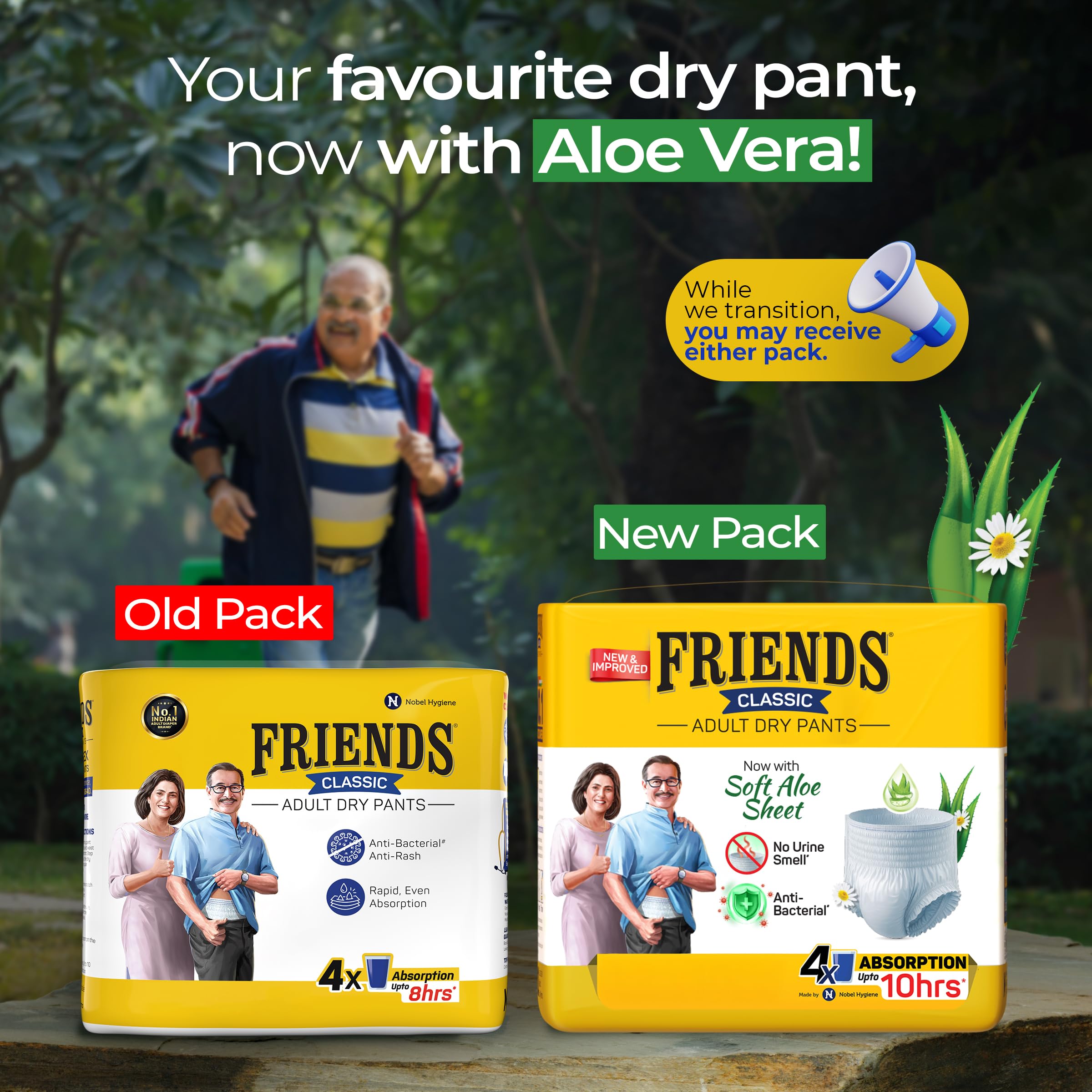 Friends Classic Adult Diaper L Size Pants | 20 Count (Large) | Waist 30-56 inch | Aloe Vera | Unisex | Quick & Even Absorption | Long Protection hours | Brief-Like Fit | Odour Lock | Leakproof | Elastic Waist & Anti-Bacterial Absorbent Core