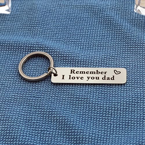 Miniatura 2 de XGAKWD Regalos para el día del padre de hija e hijo Llavero de joyería Remember I Love You Dad regalo de cumpleaños o Navidad para papá, plateado