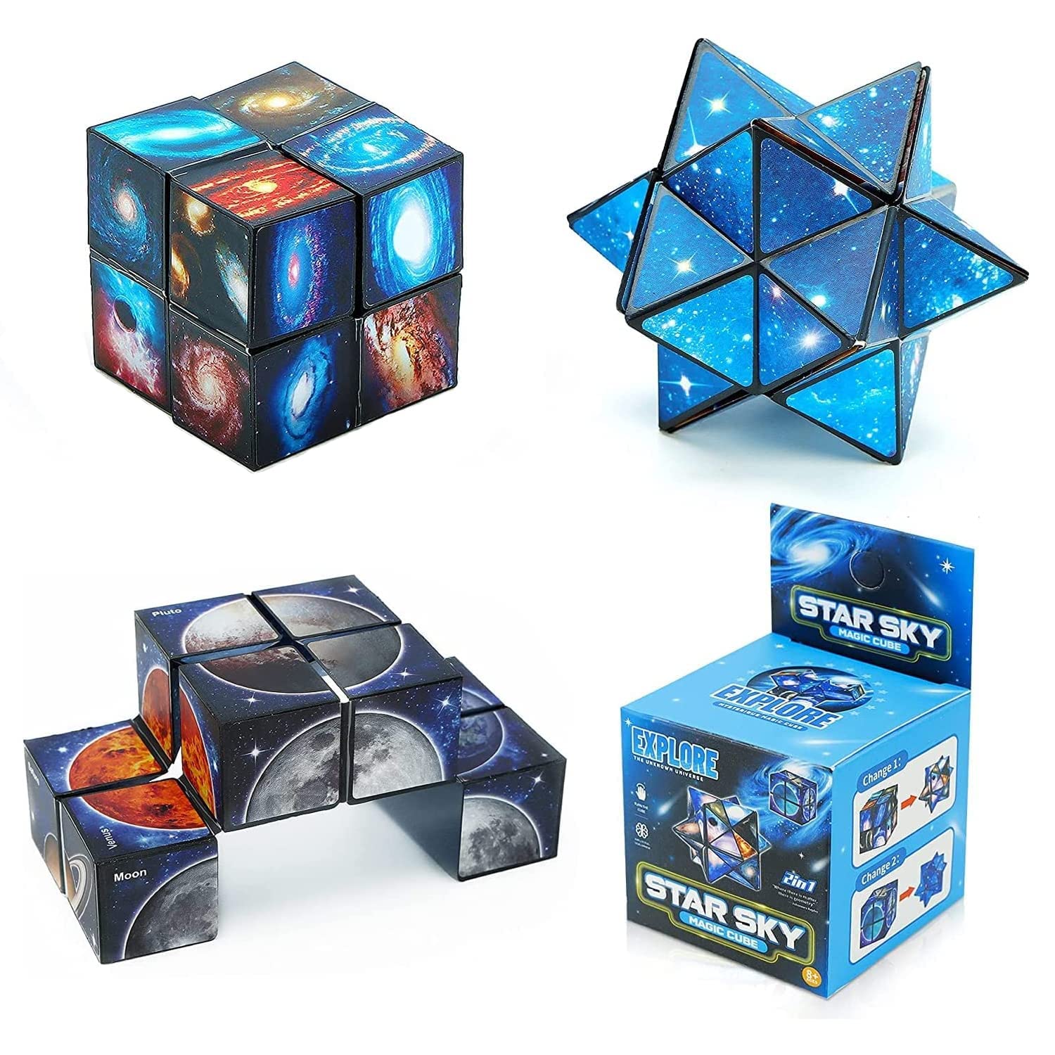 1pcs 2 in 1 Star Sky Magic Cube Planet Infinity Cube Educational 3D Puzzle for Kids - Teen Boys Girls Gifts Ideas