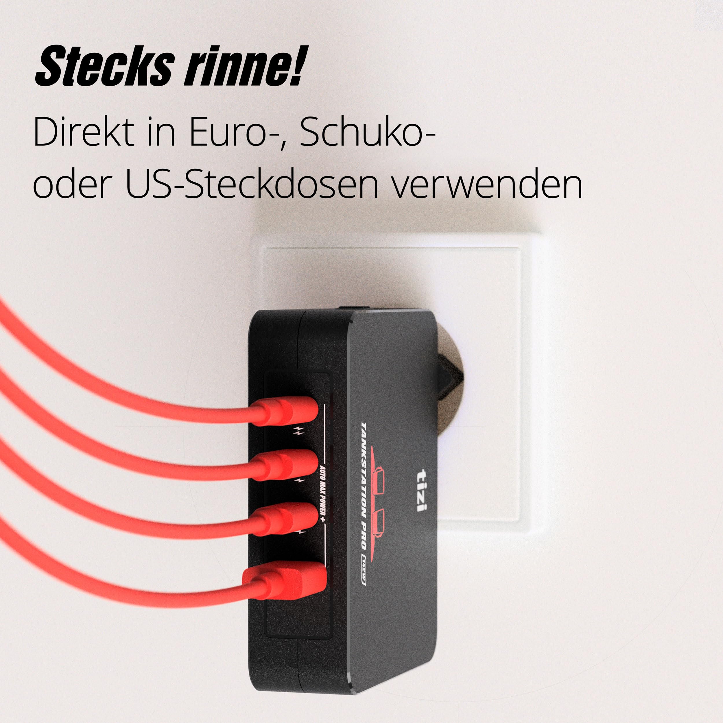tizi Tankstation Pro (142W) - 4 Anschlüsse Ladegerät, neueste GaN Power Delivery, 4-Port USB-C PD Netzteil für Schreibtisch, Reisen mit Wechselsteckern, kompatibel mit Apple MacBook Pro, iPad, iPhone
