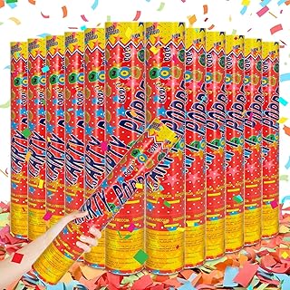 12Pack Confetti Cannon Multicolor Party Confetti Shooters Biodegradable Confetti Poppers 12Inch Party Poppers Cannon Launches 15-20ft for Graduation Birthday Wedding New Years Celebration Decorations