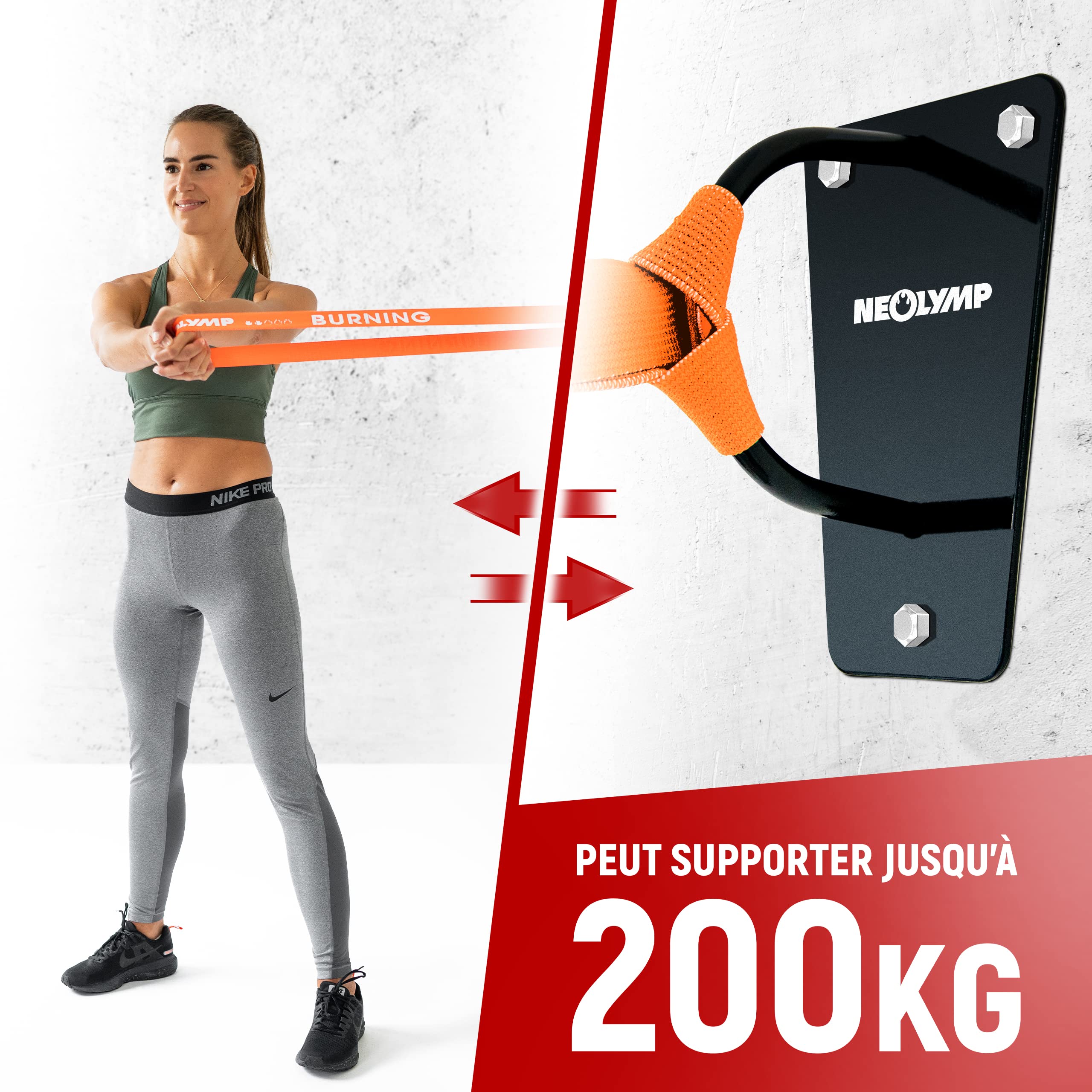 NEOLYMP Prime Support Mural en Acier Inoxydable I Charge jusqu'à 200 KG I Support Plafond pour Sling Trainer