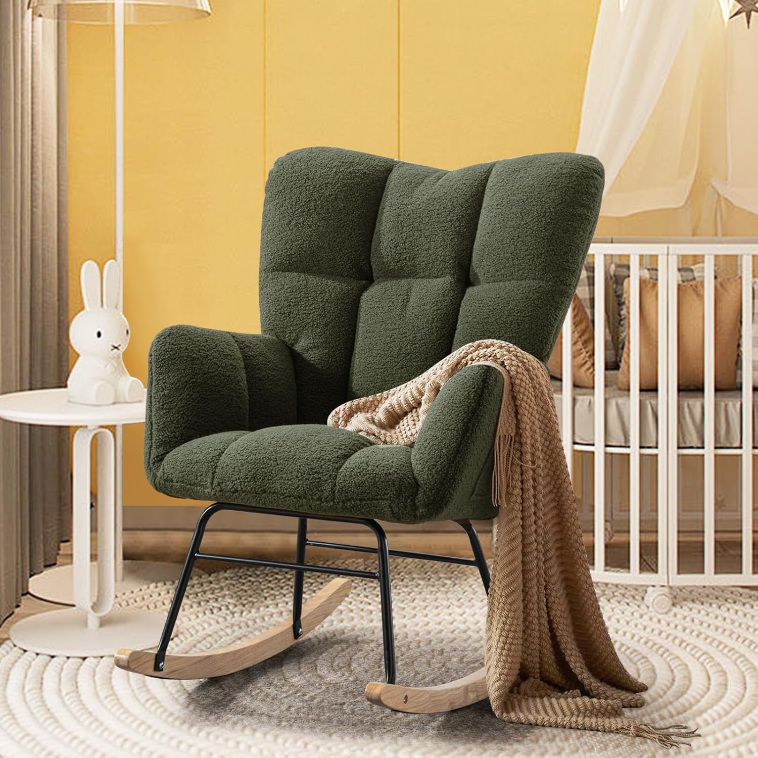 Amazon.com: ROYALSON Teddy Fabric Rocking Chair Nursery Glider Rocker ...