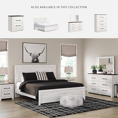 Miniatura 5 de Signature Design by Ashley Gerridan Coastal - Mesita de noche con 2 cajones, 24.72 pulgadas de alto, color blanco/gris Blanco de dos tonos,Marrón