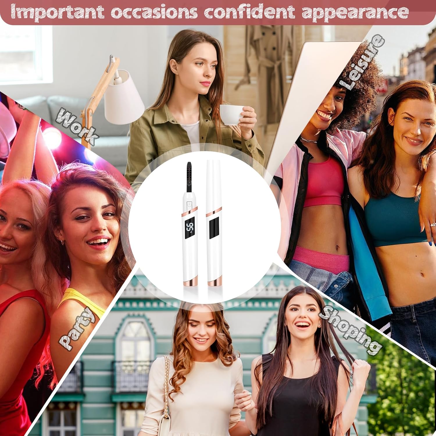 Heated Eyelash Curler for Women, Electric Lash Curler with 10s Fast Heating, 4 Adjustable Temp (65°C-95°C), 24H Curl, USB-C Rechargeable, Ergonomic Design, Travel-Friendly Makeup Tool Gift - Image 7