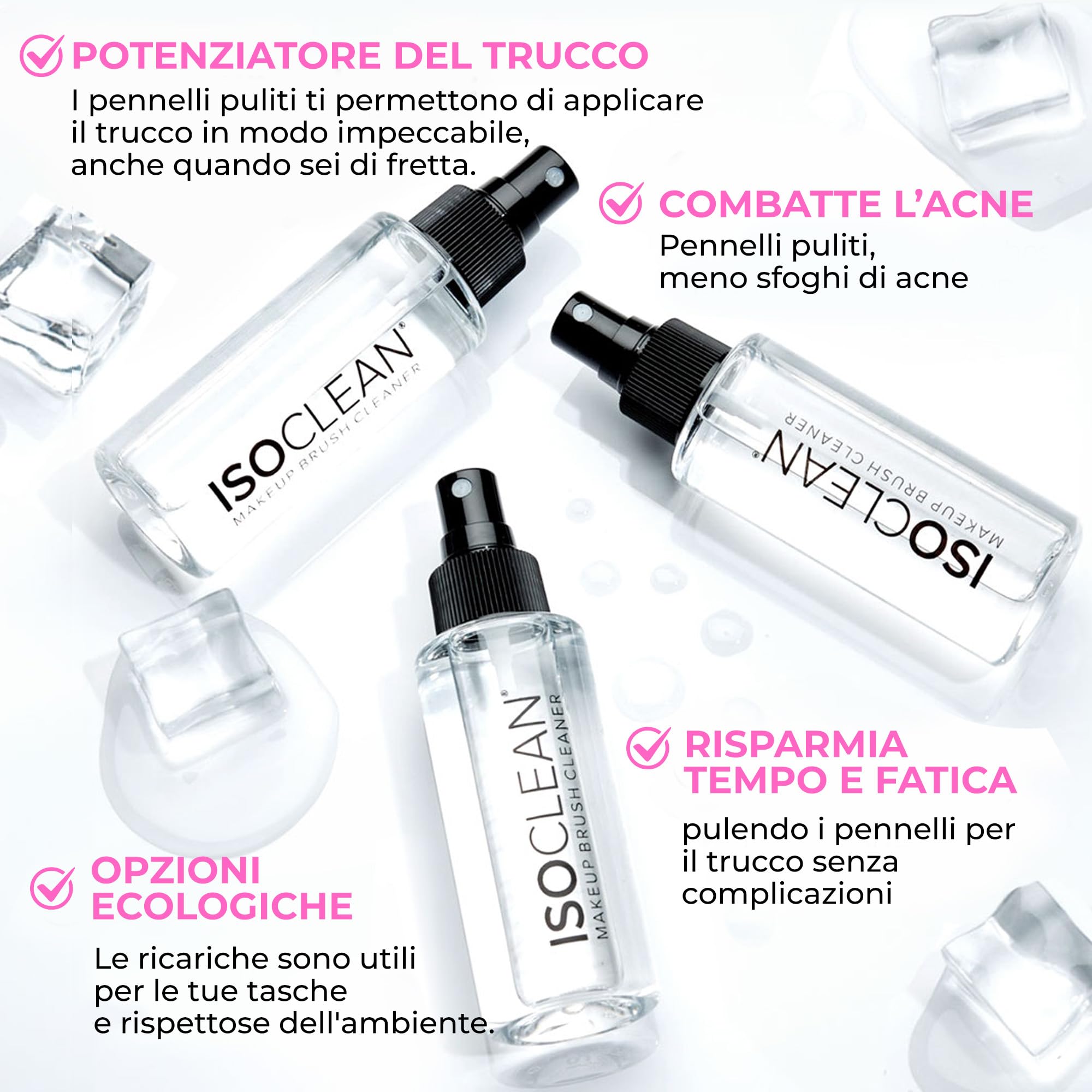 ISOCLEAN Detergente per pennelli da trucco con spray top, soluzione liquida per pennelli da trucco e strumenti per il trucco, formula senza risciacquo, si asciuga in 60 secondi, vegano, cruelty-free,