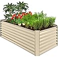 6x3x2ft Galvanized Raised Garden Bed - 24“ Tall Metal Planter Box for Vegetables, Flowers, Herbs, Rust-Resistant Outdoor Garden Box, Easy Assembly Raised Beds for Gardening, Beige
