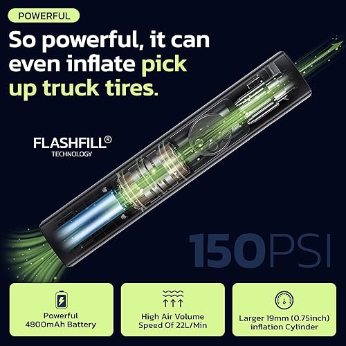 Miniatura 4 de Woowind Premium Tire Inflator Portable Air Compressor, 3X Faster, 150PSI Air Pump For Car Tires, Tire Pump, with 12V DC Cord for Trucks & Off-Road