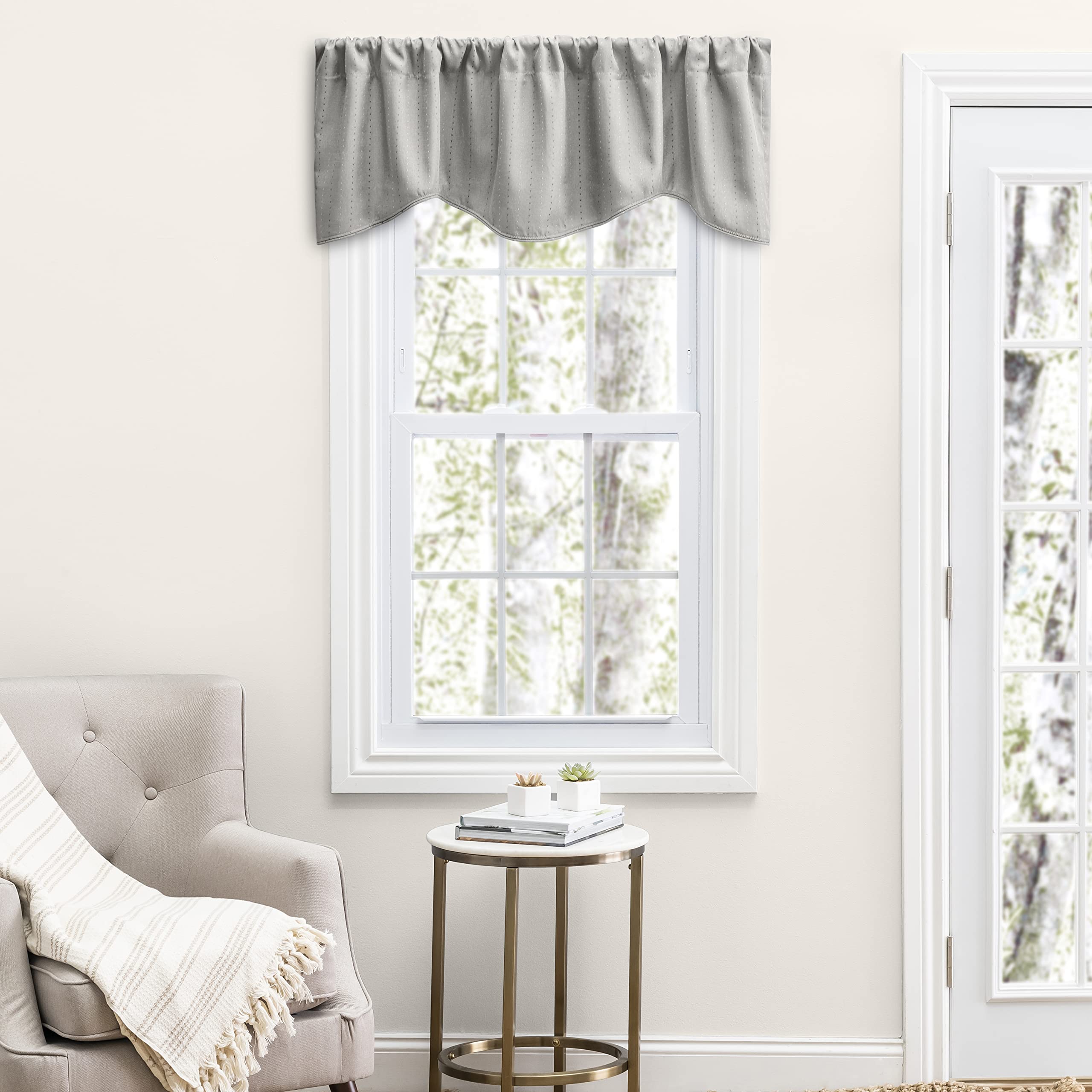 Ricardo | Grand Pointe M-Valance | 54" W x17 L | Smoke Grey | Kitchen, Livingroom, Dining Room, Bathroom Curtain | Machine Washable Polyester | Neutral Versatile Design | Valance for Windows