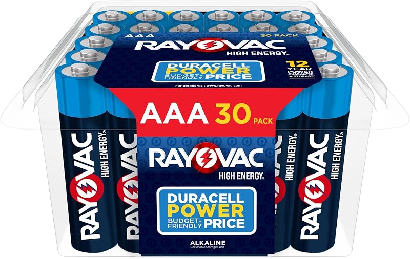 Pilas AAA de alta energía Rayovac (paquete de 30), pilas alcalinas triple A