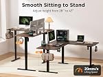 WALKINGDESK 63X55 Inches Reversible L Shaped Standing Desk Height Adjustable with Cup Holder, Electric Corner Computer Desk, Sit Stand up Home Office Desk, Ergonomic Gaming Desk, Black Walnut